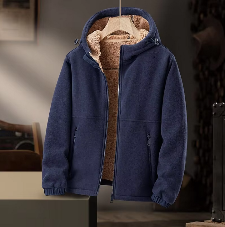 Men's Fleece Sherpa Warm Windproof Winter Hooded Jacket