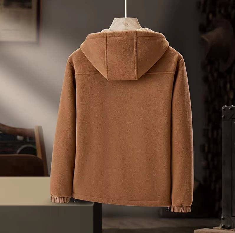 Men's Fleece Sherpa Warm Windproof Winter Hooded Jacket