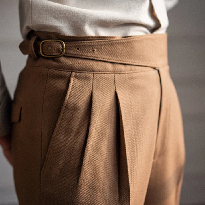 Men's High-Waisted Pleated Gurkha Dress Pants