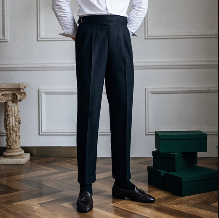 Men's High-Waisted Pleated Gurkha Dress Pants