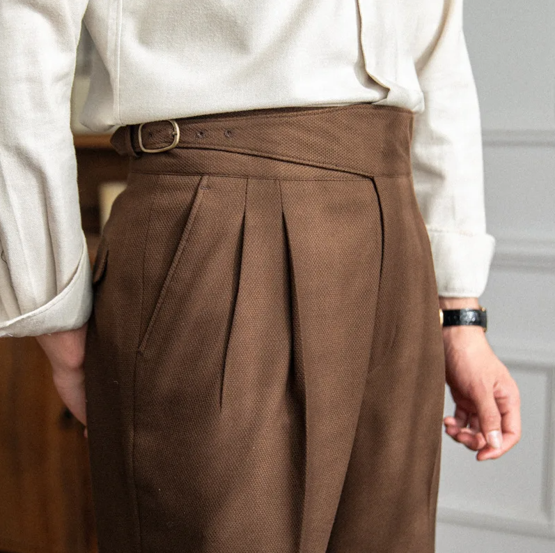 Men's High-Waisted Pleated Gurkha Dress Pants