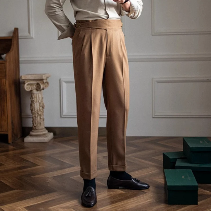 Men's High-Waisted Pleated Gurkha Dress Pants