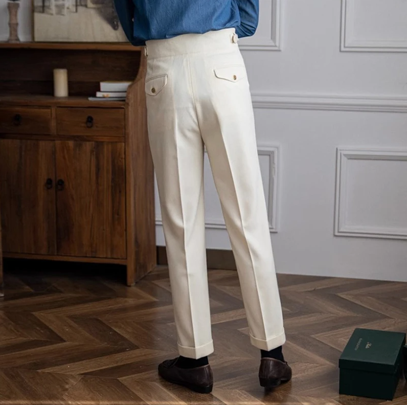 Men's High-Waisted Pleated Gurkha Dress Pants