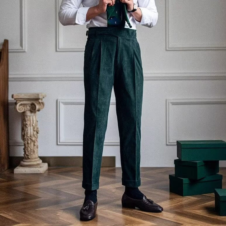 Men's Kingsley Corduroy Pleated High-Waisted Gurkha Pants
