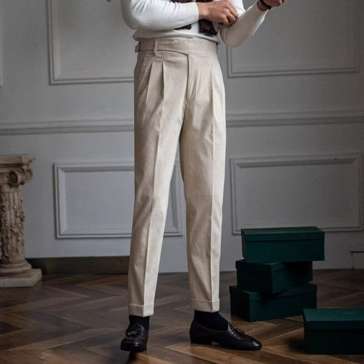Men's Kingsley Corduroy Pleated High-Waisted Gurkha Pants