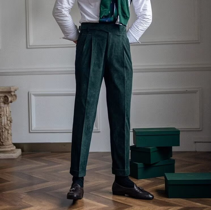 Men's Kingsley Corduroy Pleated High-Waisted Gurkha Pants