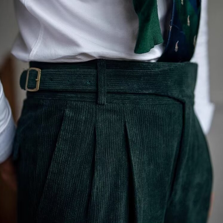 Men's Kingsley Corduroy Pleated High-Waisted Gurkha Pants