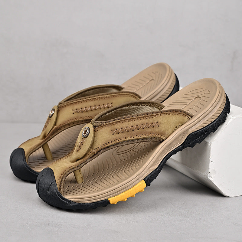 Men’s Leather Outdoor Arch Support Thong Sandals