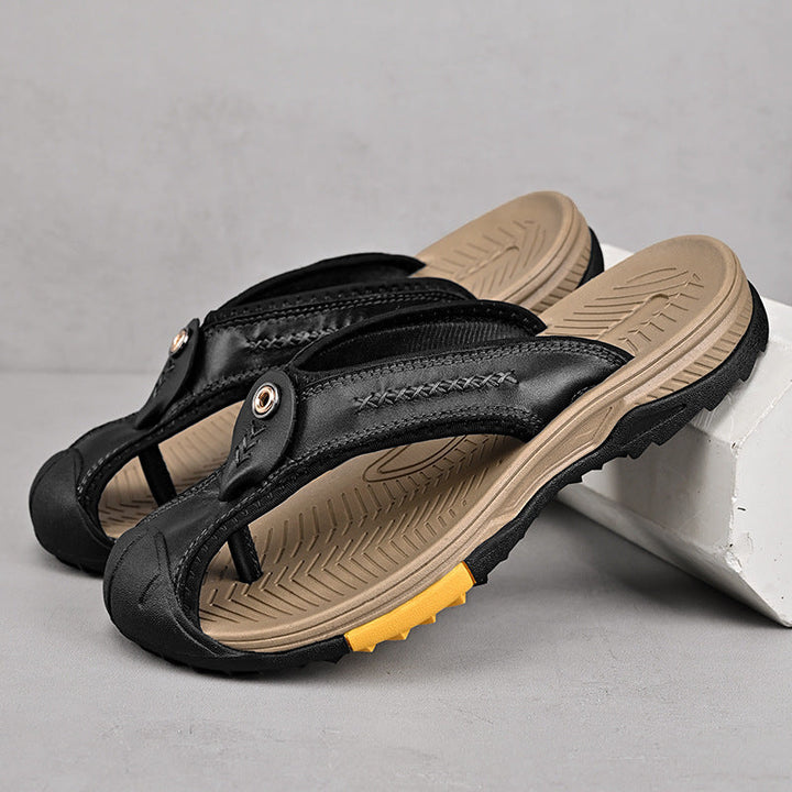 Men’s Leather Outdoor Arch Support Thong Sandals