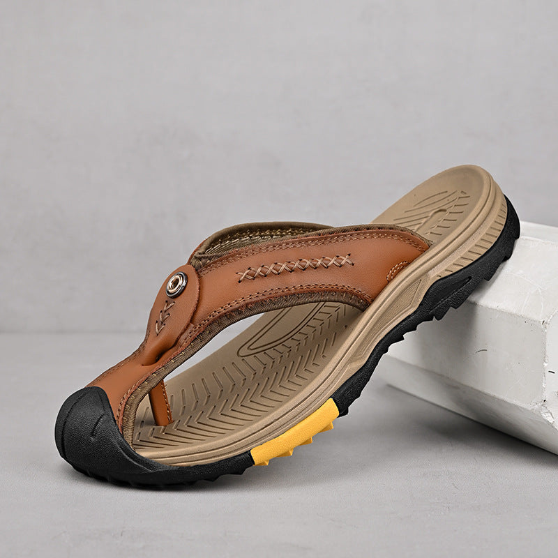 Men’s Leather Outdoor Arch Support Thong Sandals