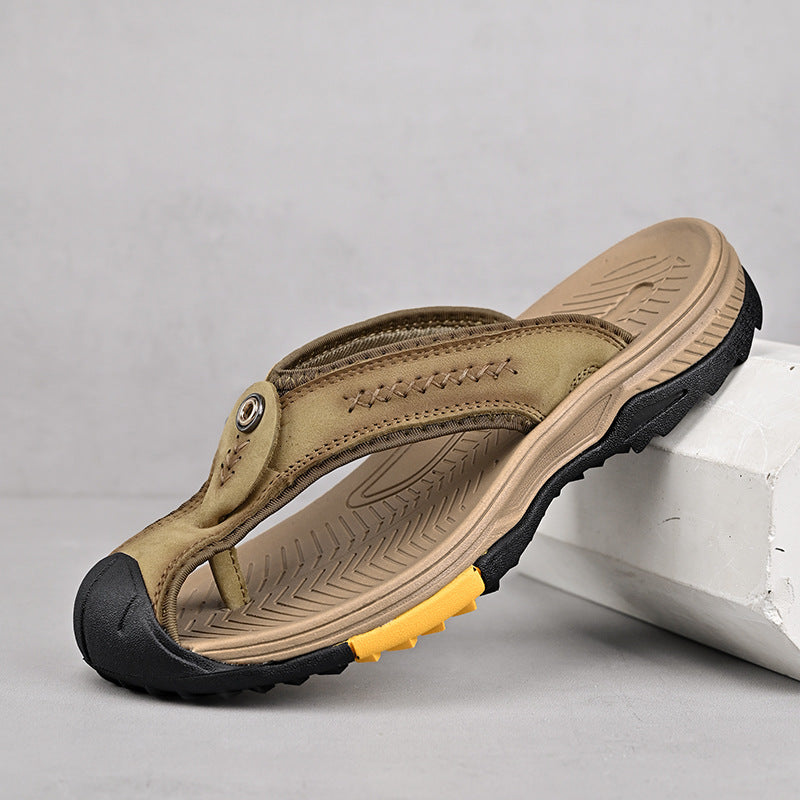 Men’s Leather Outdoor Arch Support Thong Sandals