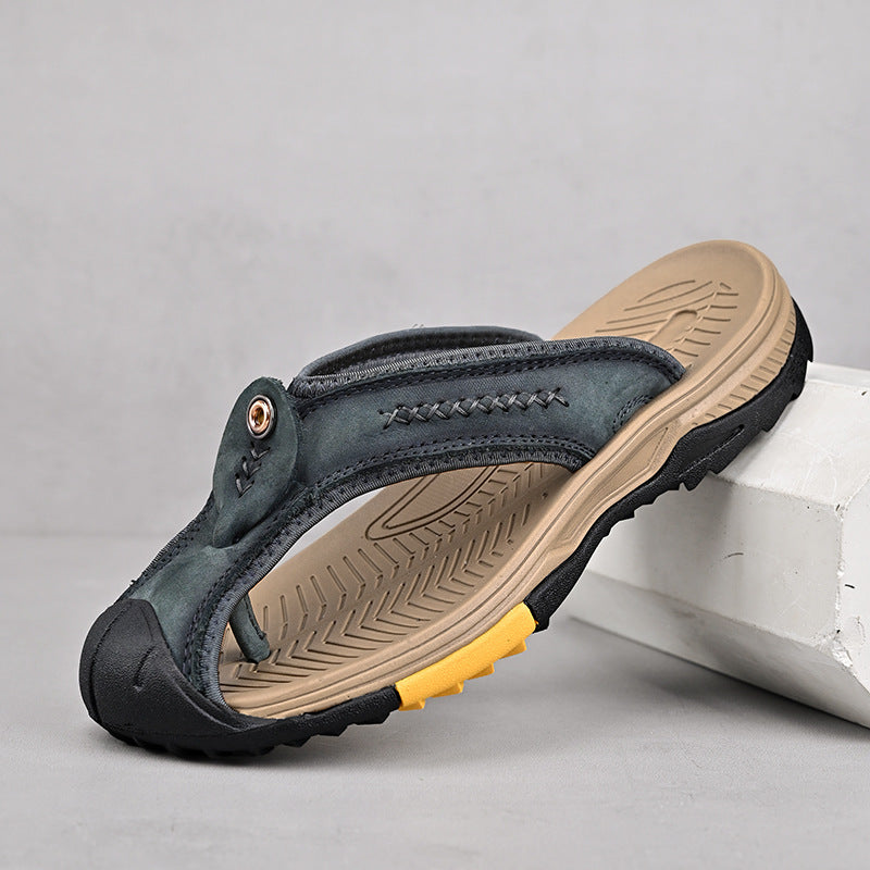 Men’s Leather Outdoor Arch Support Thong Sandals