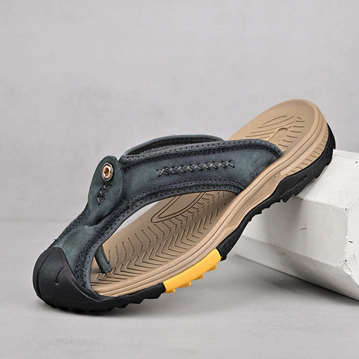 Men’s Leather Outdoor Arch Support Thong Sandals
