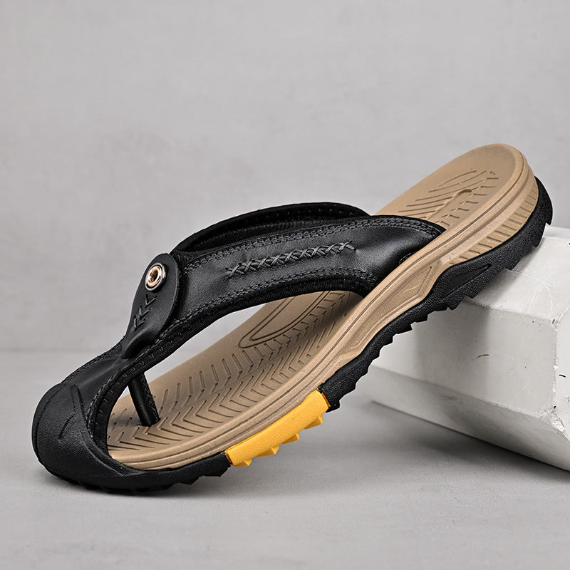 Men’s Leather Outdoor Arch Support Thong Sandals