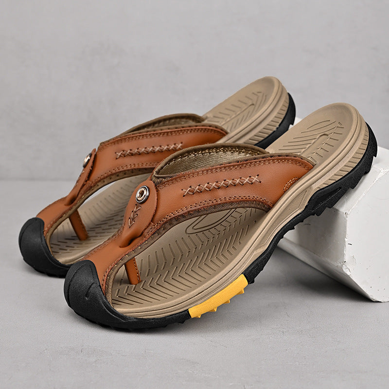 Men’s Leather Outdoor Arch Support Thong Sandals