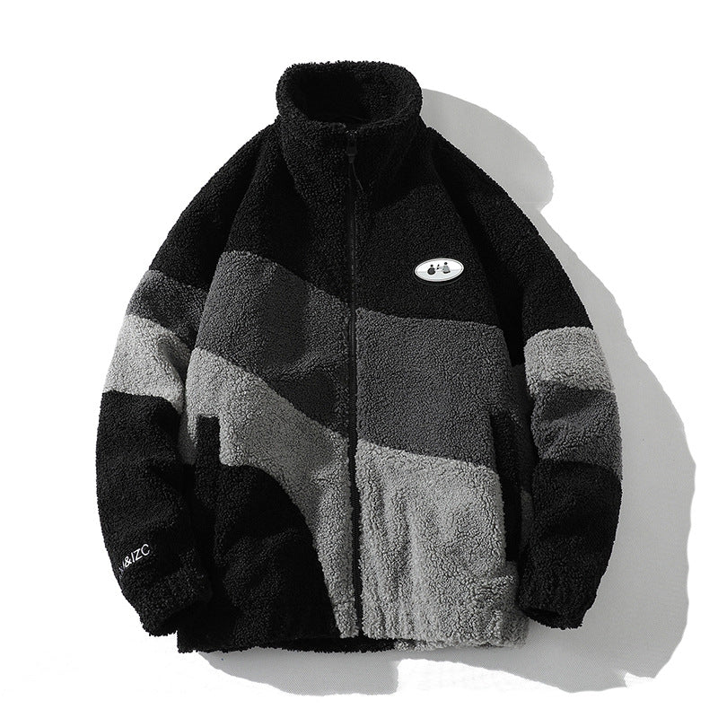 Men's Sherpa Colourblock Fleece Warm Thick Jacket