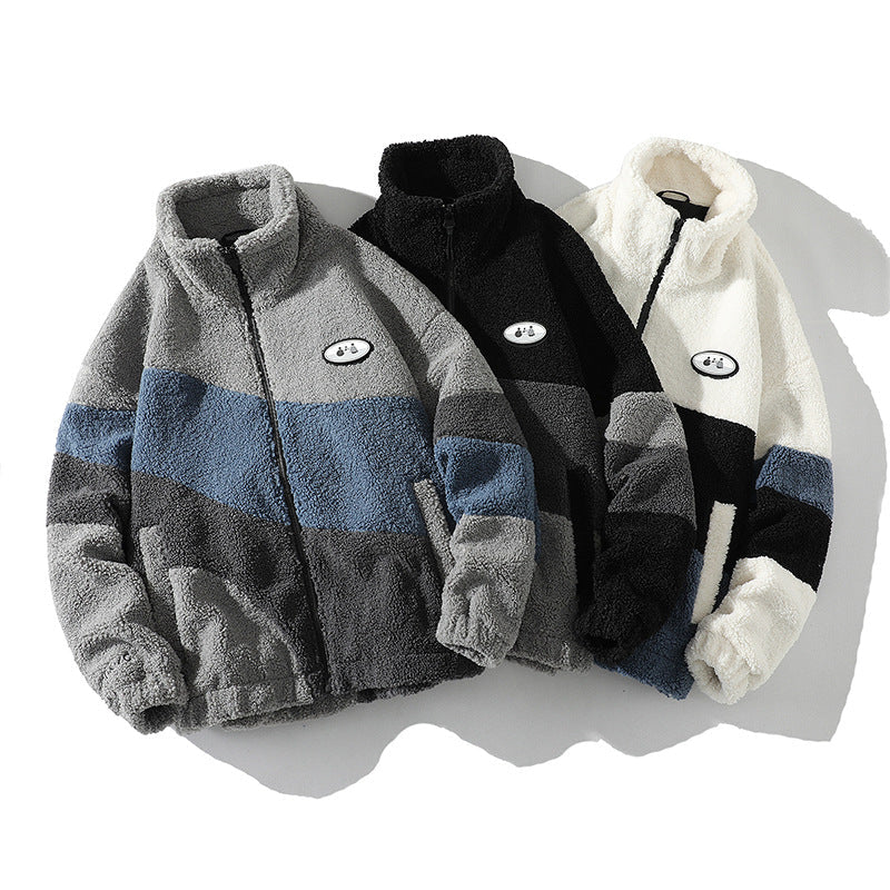 Men's Sherpa Colourblock Fleece Warm Thick Jacket