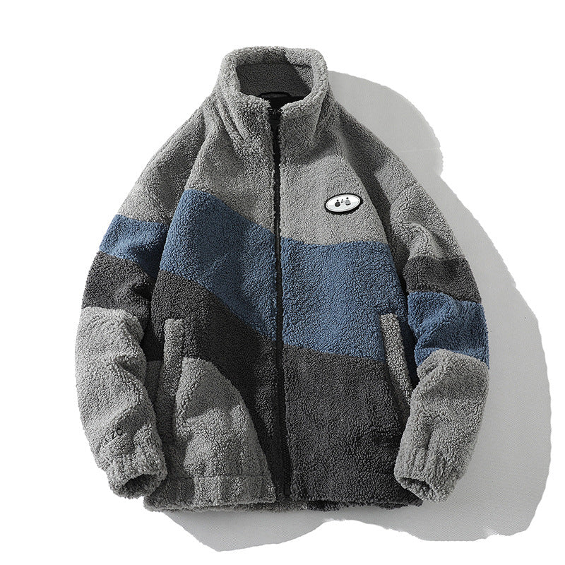Men's Sherpa Colourblock Fleece Warm Thick Jacket