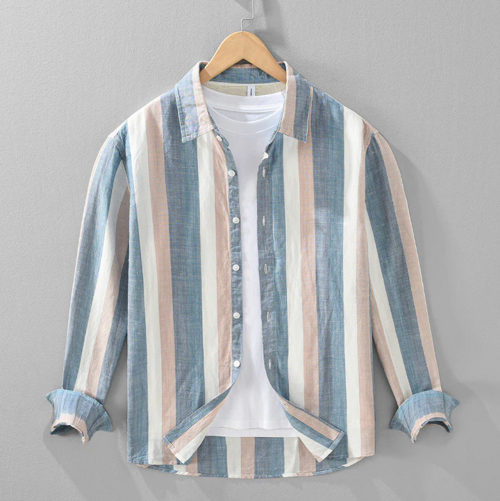 Men's Striped Long Sleeve Regular Fit Button-Up Shirt