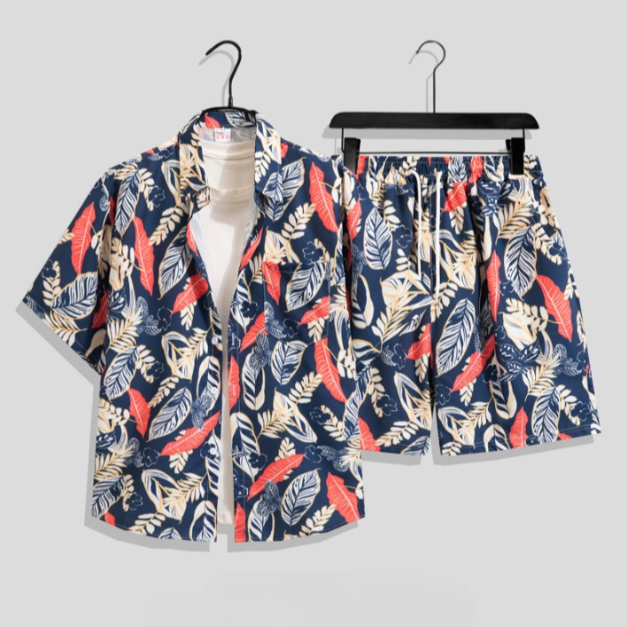 Men's Tropical Two-Piece Leaf Beach Vacation Set