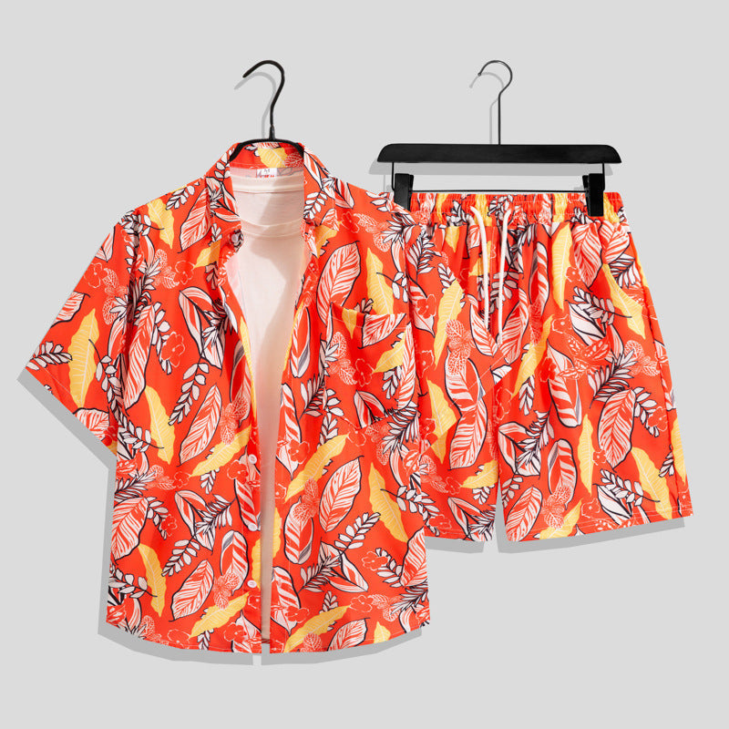 Men's Tropical Two-Piece Leaf Beach Vacation Set