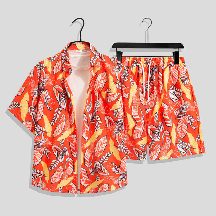 Men's Tropical Two-Piece Leaf Beach Vacation Set