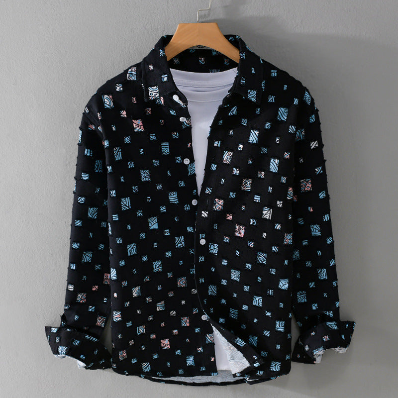 Men's Wesley Mosiac Artistic Cotton Long Sleeve Shirt