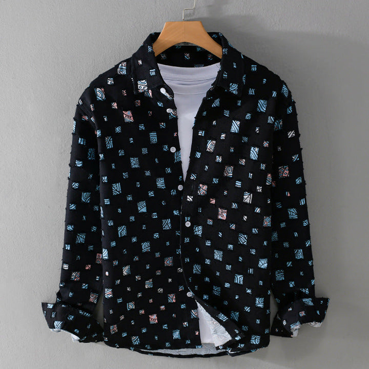 Men's Wesley Mosiac Artistic Cotton Long Sleeve Shirt
