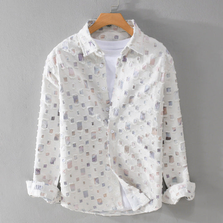 Men's Wesley Mosiac Artistic Cotton Long Sleeve Shirt