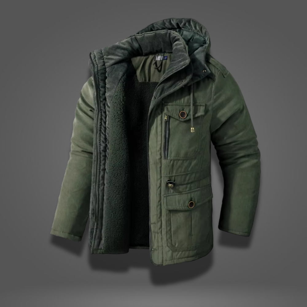 Men's Winter Parka Warm Fleece Hooded Thick Jacket