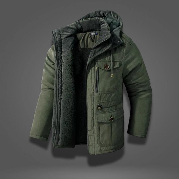 Men's Winter Parka Warm Fleece Hooded Thick Jacket