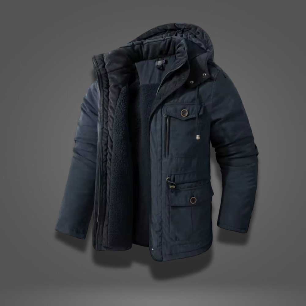 Men's Winter Parka Warm Fleece Hooded Thick Jacket