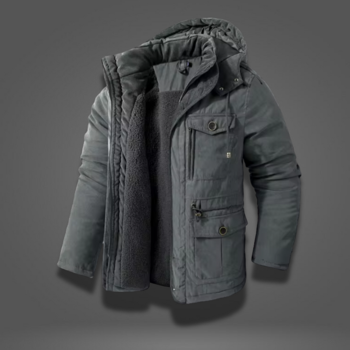 Men's Winter Parka Warm Fleece Hooded Thick Jacket