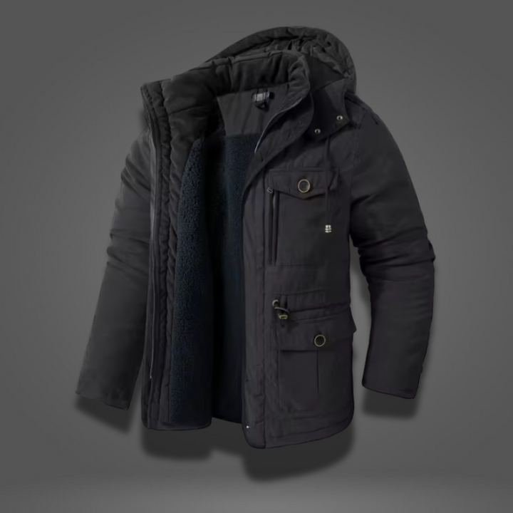 Men's Winter Parka Warm Fleece Hooded Thick Jacket