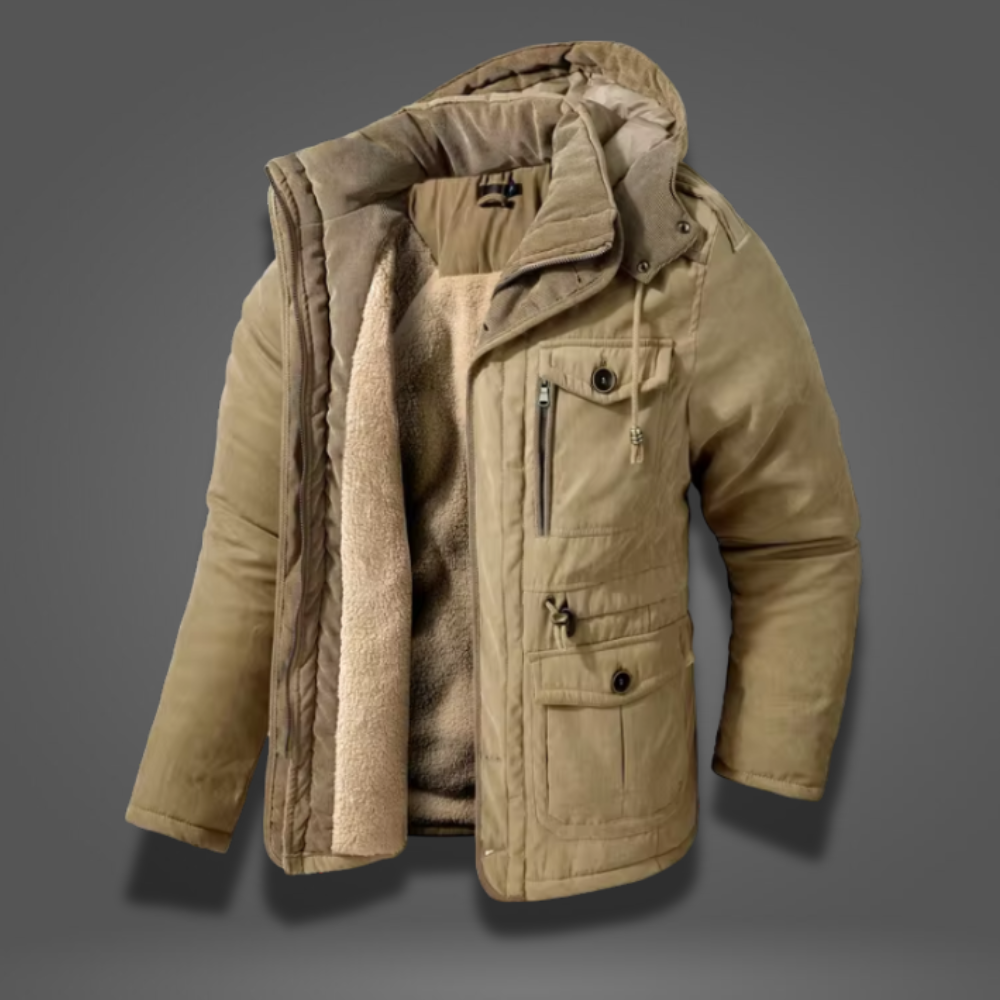 Men's Winter Parka Warm Fleece Hooded Thick Jacket
