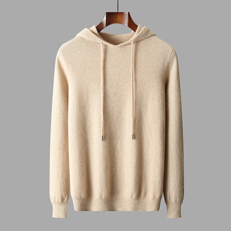 Men's Wool Soft Warm Knit Pullover Hoodie