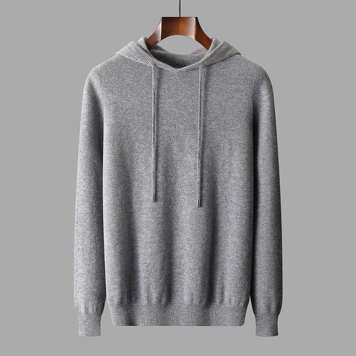 Men's Wool Soft Warm Knit Pullover Hoodie