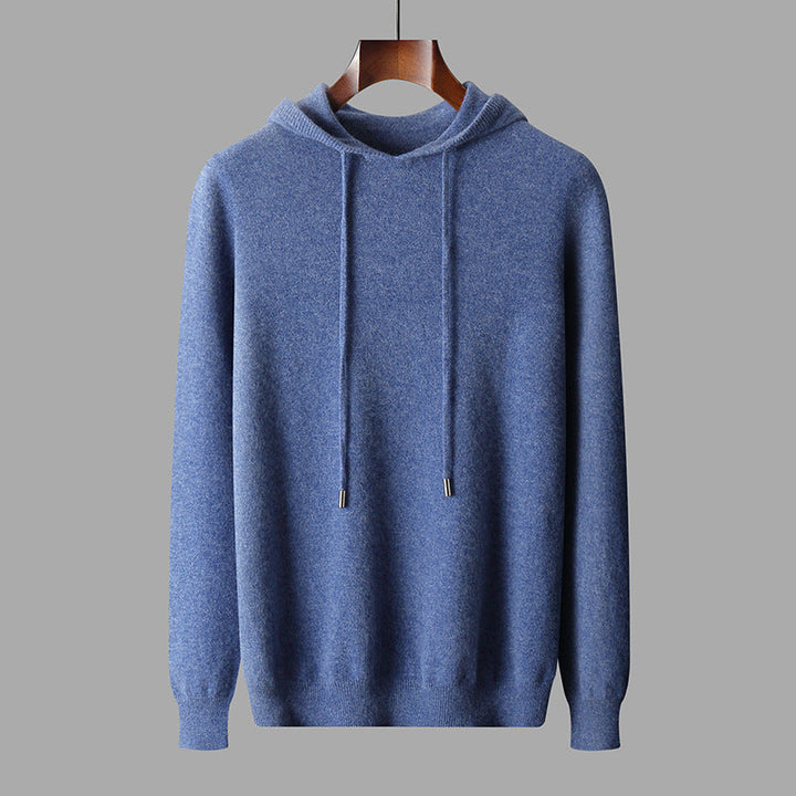 Men's Wool Soft Warm Knit Pullover Hoodie