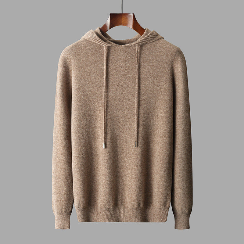Men's Wool Soft Warm Knit Pullover Hoodie