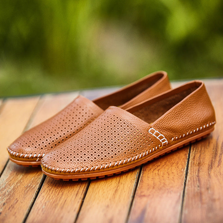 Men’s Genuine Leather Perforated Breathable Loafers