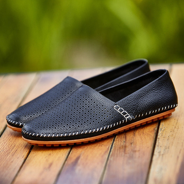 Men’s Genuine Leather Perforated Breathable Loafers