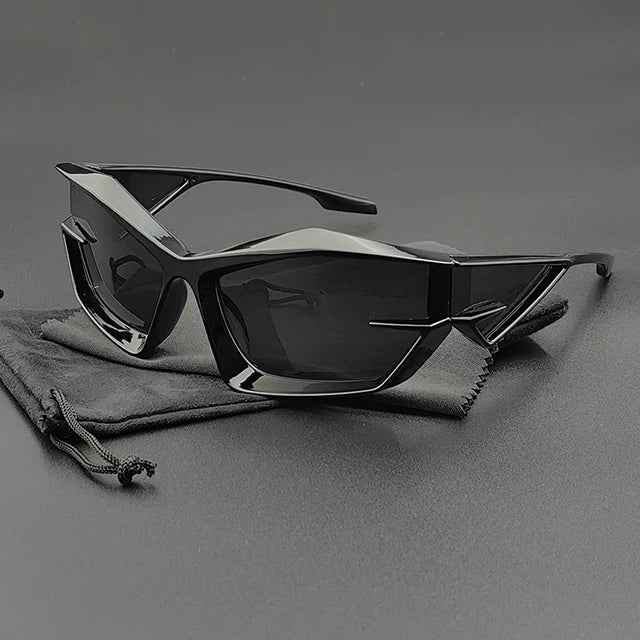 Men’s Futuristic Angular Shield Sunglasses | UV-400 Protection | Lightweight Sport Frame