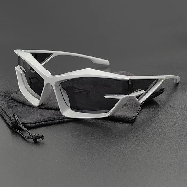 Men’s Futuristic Angular Shield Sunglasses | UV-400 Protection | Lightweight Sport Frame