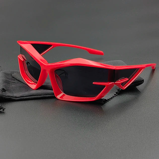 Men’s Futuristic Angular Shield Sunglasses | UV-400 Protection | Lightweight Sport Frame