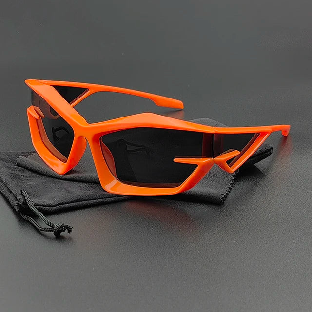 Men’s Futuristic Angular Shield Sunglasses | UV-400 Protection | Lightweight Sport Frame