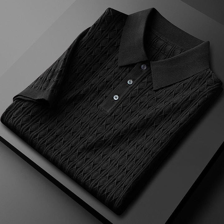 Men’s Textured Button-Up Knit Polo