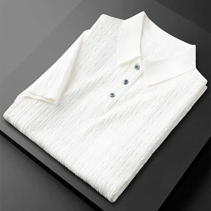 Men’s Textured Button-Up Knit Polo