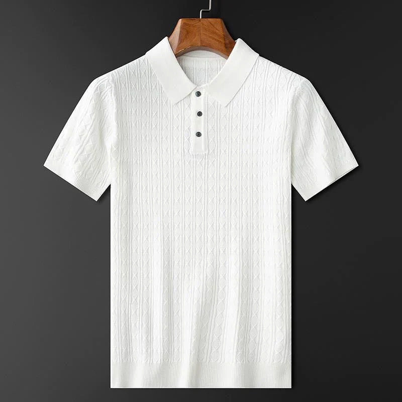 Men’s Textured Button-Up Knit Polo