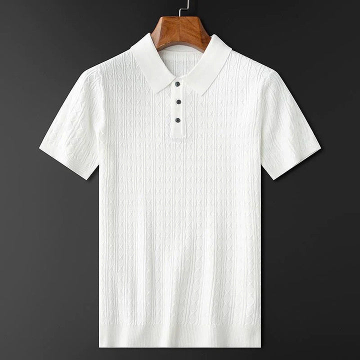 Men’s Textured Button-Up Knit Polo