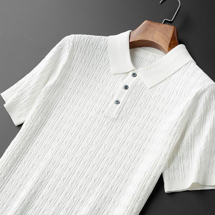 Men’s Textured Button-Up Knit Polo